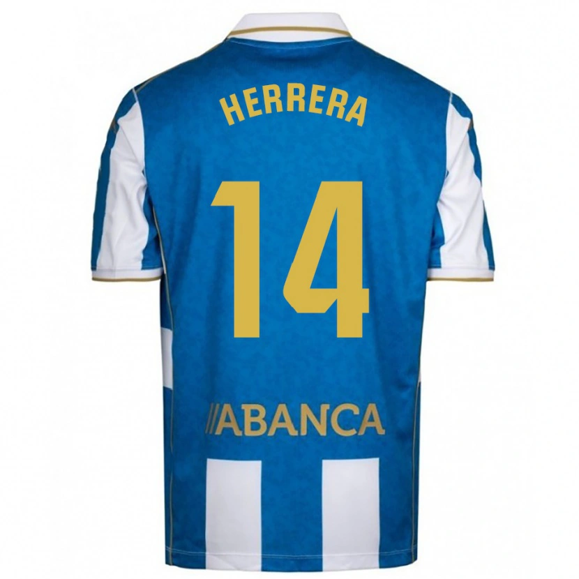 Danxen Dětské Cristian Herrera #14 Bílá Modrá Domů Hráčské Dresy 2025/26 Dres