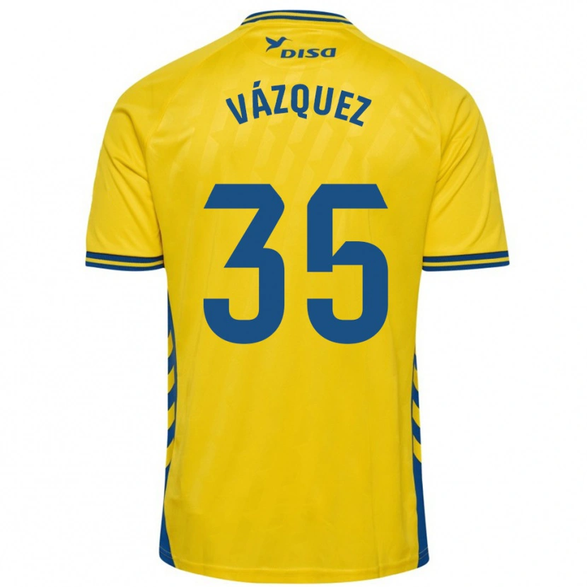 Danxen Dětské Adrián Vázquez #35 Žlutá Modrá Domů Hráčské Dresy 2025/26 Dres