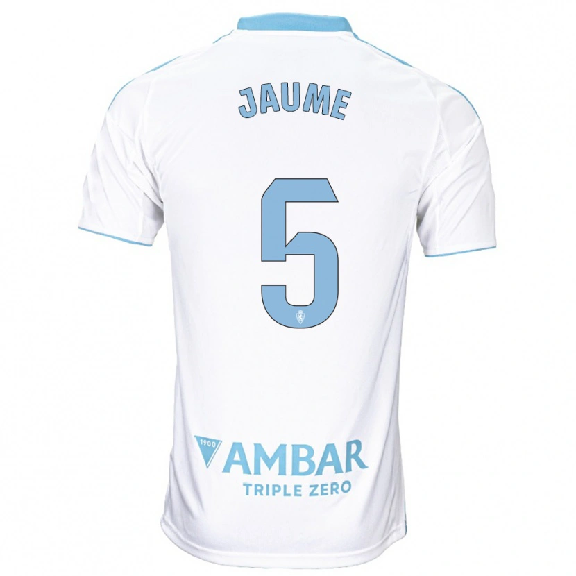 Danxen Dětské Jaume Grau #5 Bílá Nebesky Modrá Domů Hráčské Dresy 2025/26 Dres