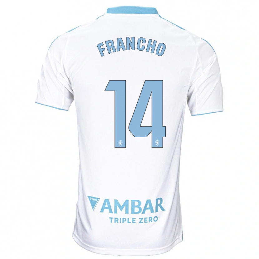 Danxen Dětské Francho Serrano #14 Bílá Nebesky Modrá Domů Hráčské Dresy 2025/26 Dres
