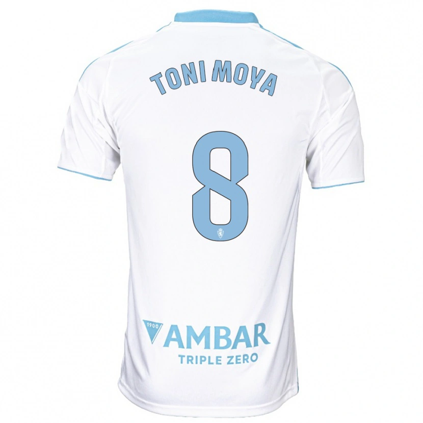 Danxen Dětské Toni Moya #8 Bílá Nebesky Modrá Domů Hráčské Dresy 2025/26 Dres