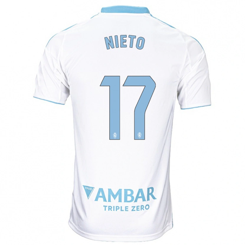 Danxen Dětské Carlos Nieto #17 Bílá Nebesky Modrá Domů Hráčské Dresy 2025/26 Dres