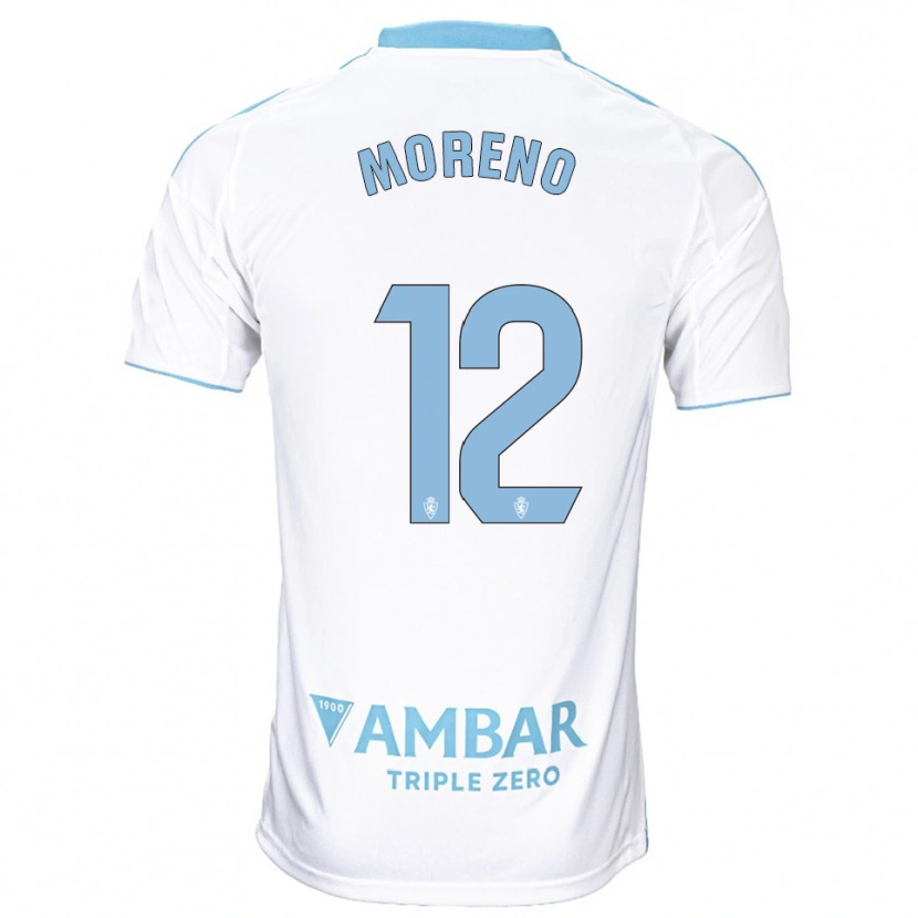 Danxen Dětské Eloy Moreno #12 Bílá Nebesky Modrá Domů Hráčské Dresy 2025/26 Dres