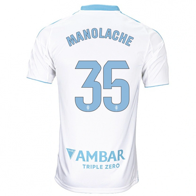 Danxen Dětské Marcos Manolache #35 Bílá Nebesky Modrá Domů Hráčské Dresy 2025/26 Dres