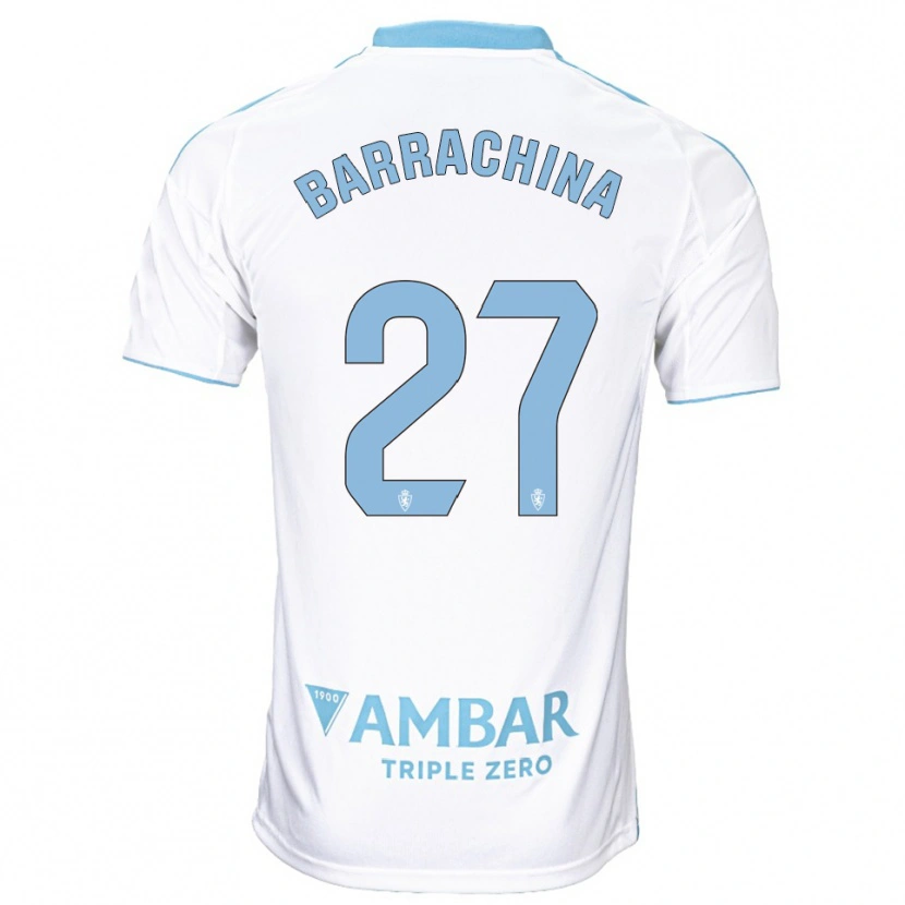 Danxen Dětské Hugo Barrachina #27 Bílá Nebesky Modrá Domů Hráčské Dresy 2025/26 Dres