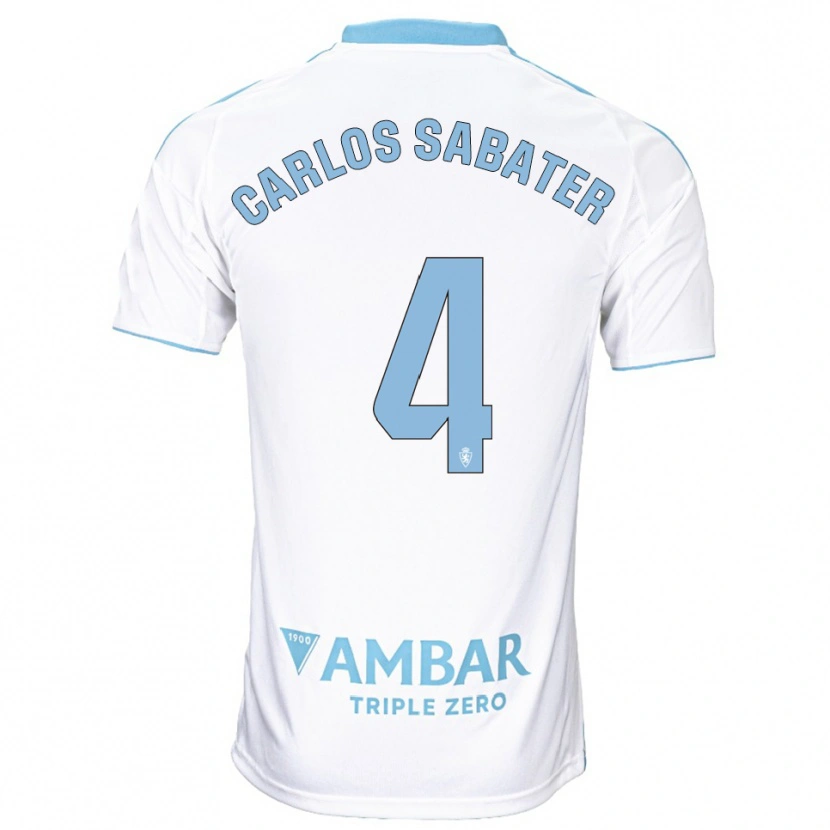 Danxen Dětské Juan Carlos Sabater #4 Bílá Nebesky Modrá Domů Hráčské Dresy 2025/26 Dres