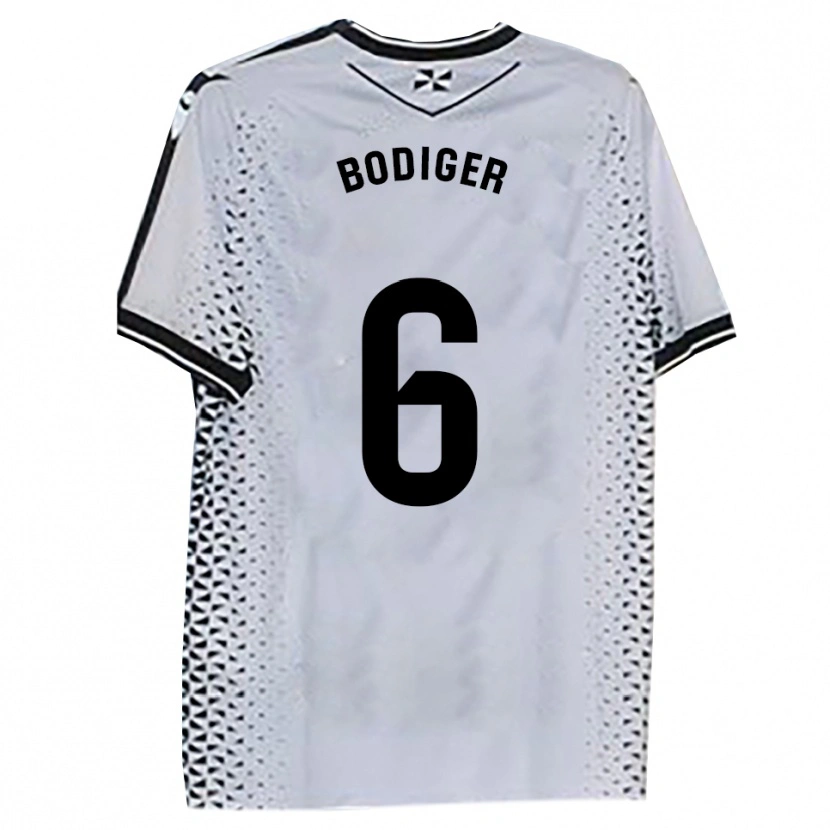 Danxen Dětské Yann Bodiger #6 Bílá Černá Domů Hráčské Dresy 2025/26 Dres