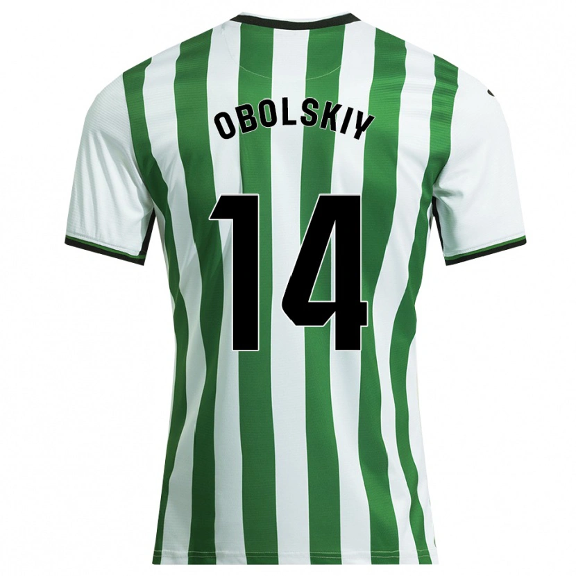 Danxen Dětské Nikolay Obolskiy #14 Bílá Zelená Domů Hráčské Dresy 2025/26 Dres