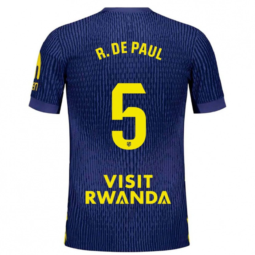 Danxen Dětské Rodrigo De Paul #5 Tmavě Modrá Žlutá Daleko Hráčské Dresy 2025/26 Dres