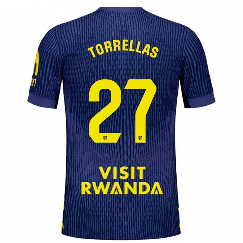 Danxen Dětské Óscar Torrellas #27 Tmavě Modrá Žlutá Daleko Hráčské Dresy 2025/26 Dres