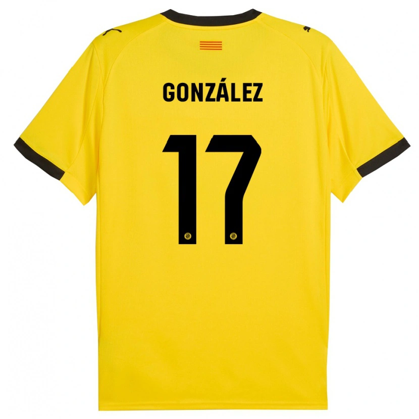 Danxen Dětské Mario González #17 Žlutá Černá Daleko Hráčské Dresy 2025/26 Dres