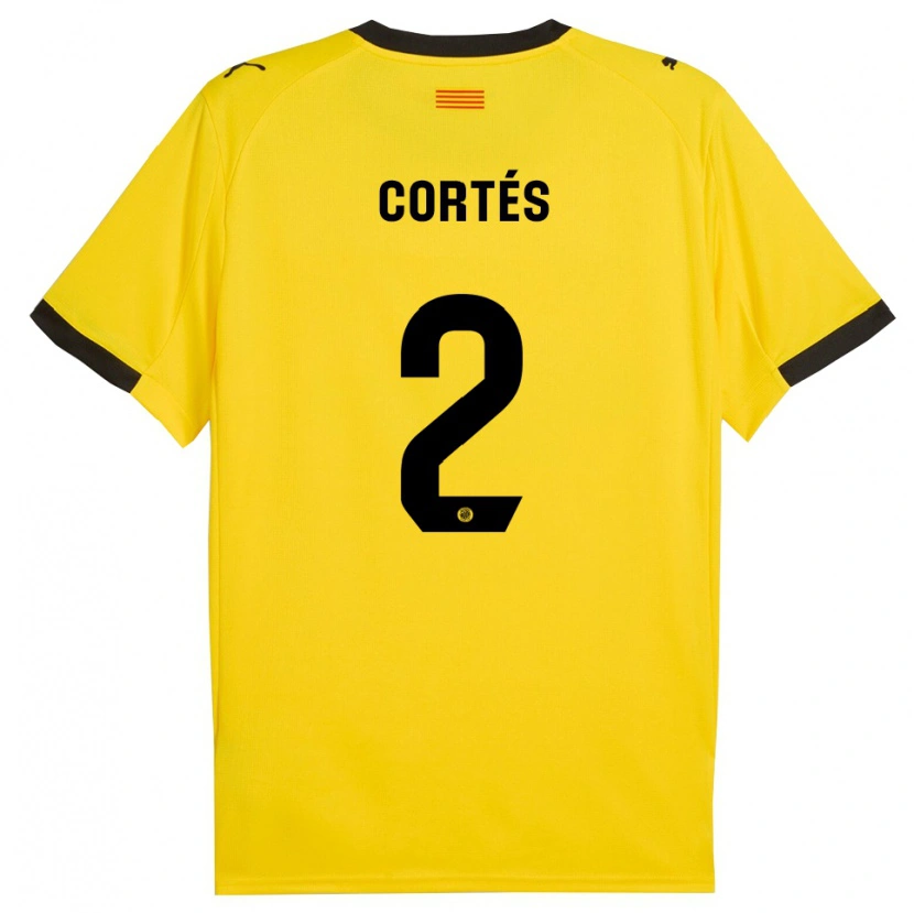 Danxen Dětské Sergio Cortés #2 Žlutá Černá Daleko Hráčské Dresy 2025/26 Dres