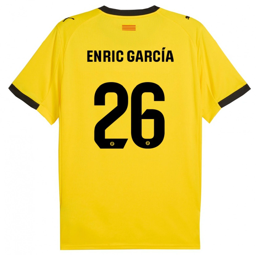 Danxen Dětské Enric García #26 Žlutá Černá Daleko Hráčské Dresy 2025/26 Dres
