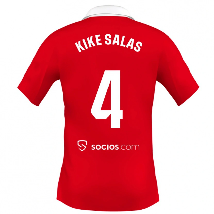 Danxen Dětské Kike Salas #4 Červená Bílá Šedá Daleko Hráčské Dresy 2025/26 Dres