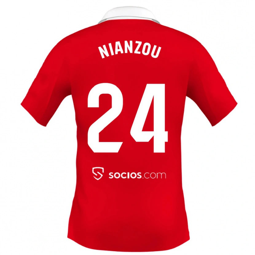Danxen Dětské Tanguy Nianzou #24 Červená Bílá Šedá Daleko Hráčské Dresy 2025/26 Dres