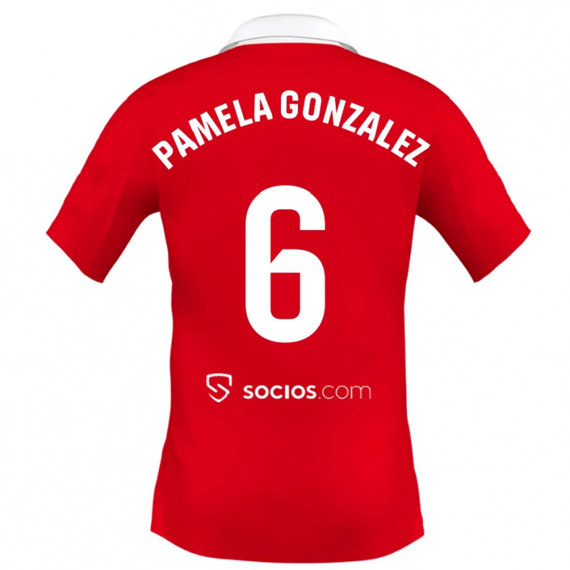 Danxen Dětské Cinthia Pamela González Medina #6 Červená Bílá Šedá Daleko Hráčské Dresy 2025/26 Dres