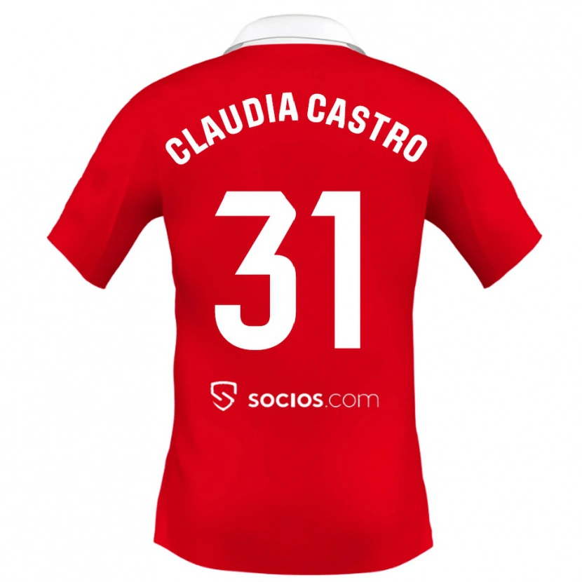 Danxen Dětské Claudia Castro Romero #31 Červená Bílá Šedá Daleko Hráčské Dresy 2025/26 Dres