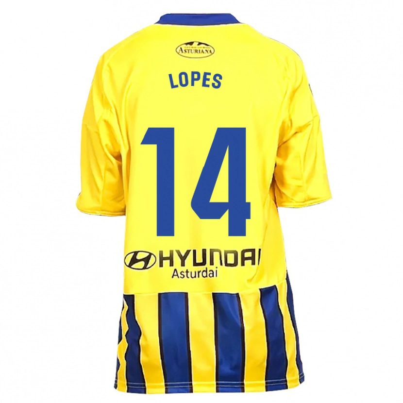 Danxen Dětské Adrián Lopes #14 Žlutá Modrá Daleko Hráčské Dresy 2025/26 Dres