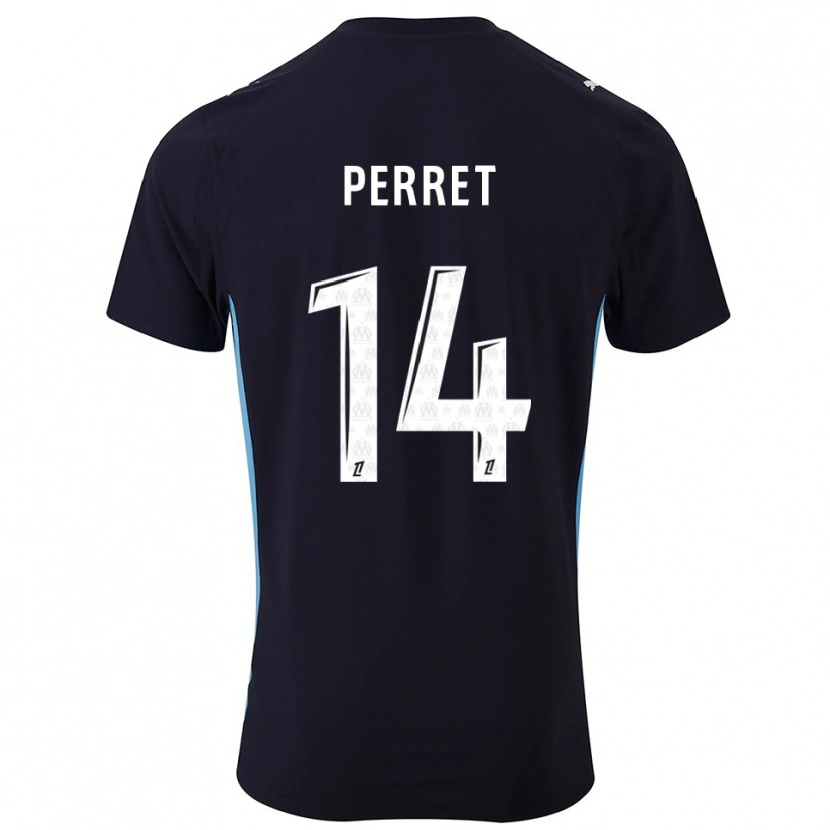 Danxen Dětské Jenny Perret #14 Černá Nebesky Modrá Daleko Hráčské Dresy 2025/26 Dres