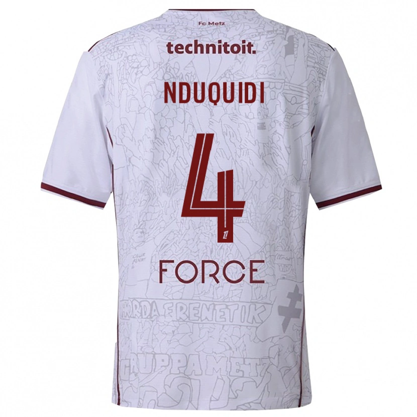 Danxen Dětské Benjamin Nduquidi #4 Bílá Burgundská Daleko Hráčské Dresy 2025/26 Dres