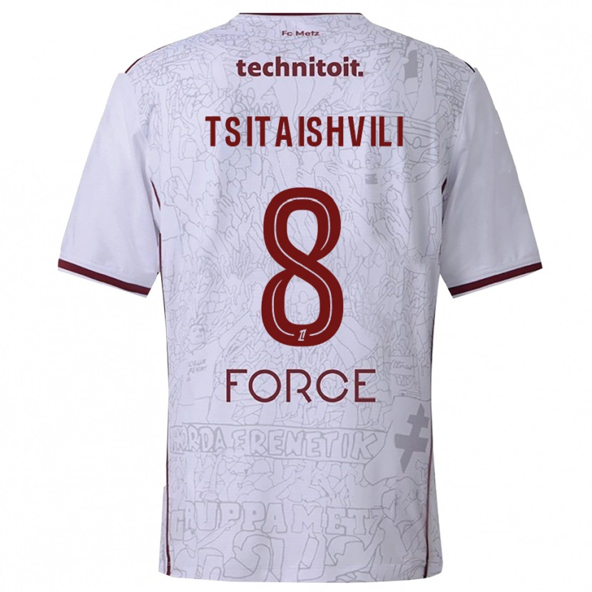 Danxen Dětské Giorgi Tsitaishvili #8 Bílá Burgundská Daleko Hráčské Dresy 2025/26 Dres