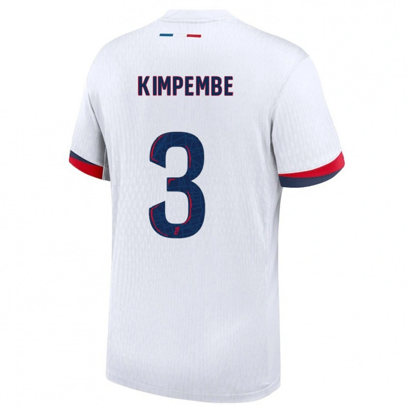 Danxen Dětské Presnel Kimpembe #3 Bílá Červená Daleko Hráčské Dresy 2025/26 Dres