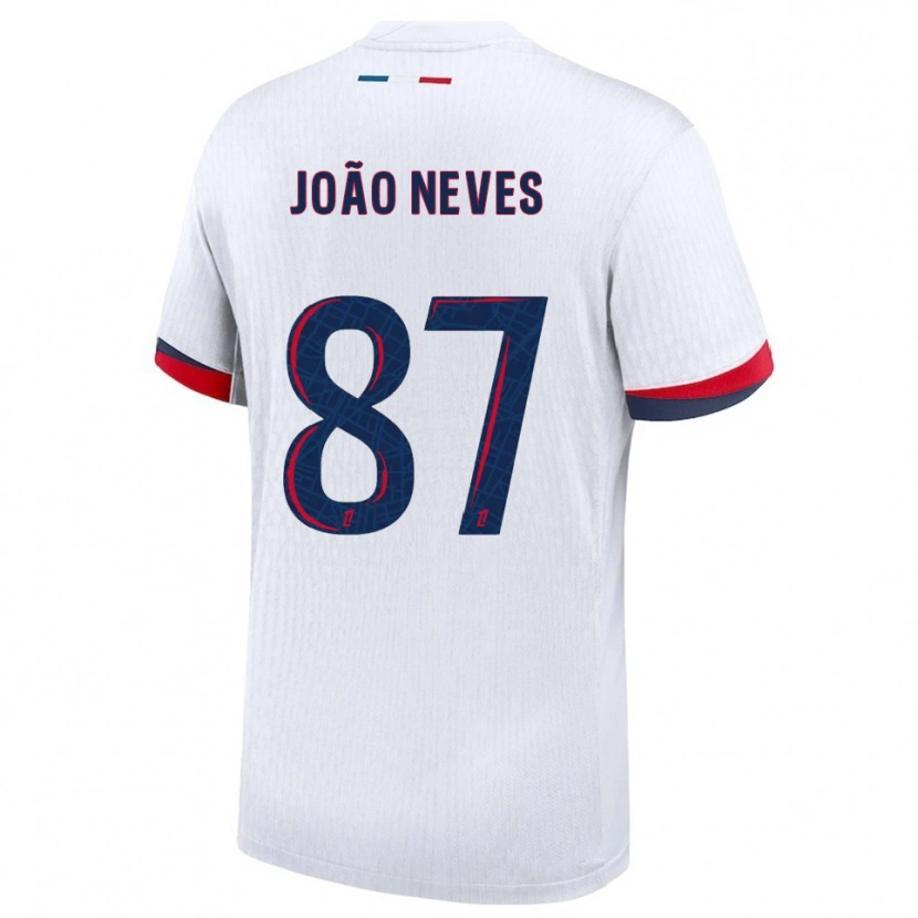 Danxen Dětské João Neves #87 Bílá Červená Daleko Hráčské Dresy 2025/26 Dres