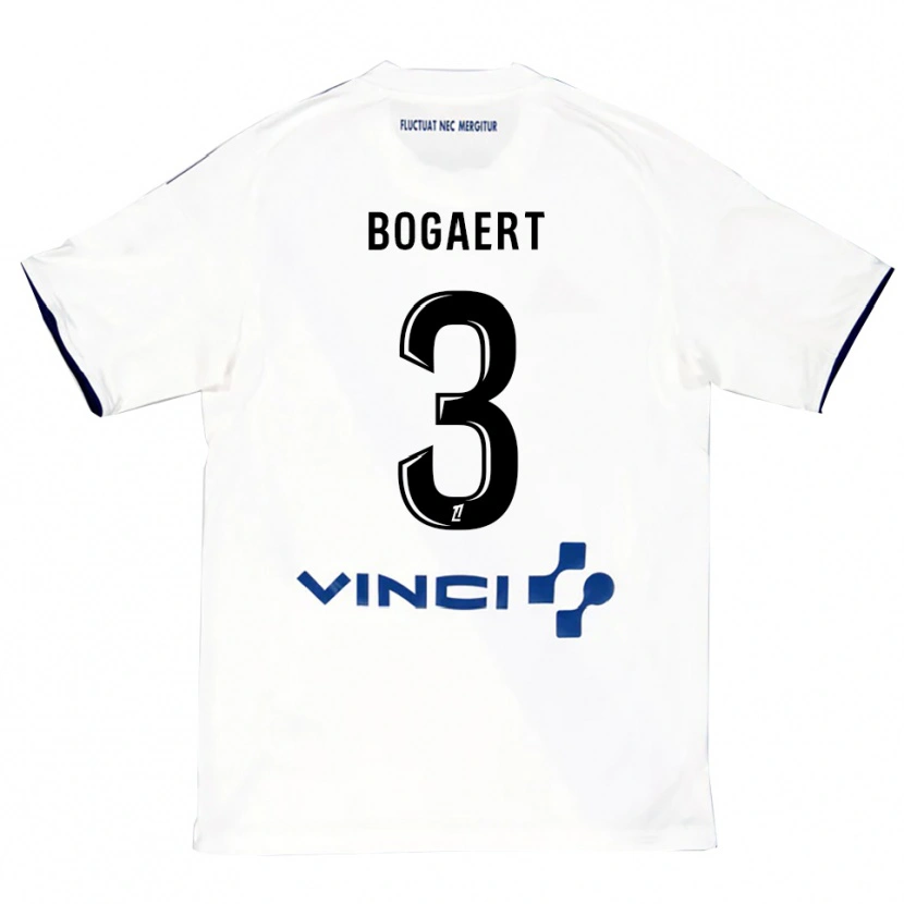 Danxen Dětské Lou Bogaert #3 Bílá Modrá Daleko Hráčské Dresy 2025/26 Dres
