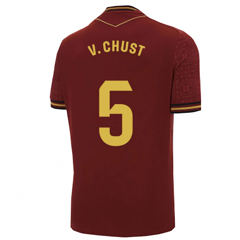 Danxen Dětské Víctor Chust #5 Burgundská Zlatá Daleko Hráčské Dresy 2025/26 Dres