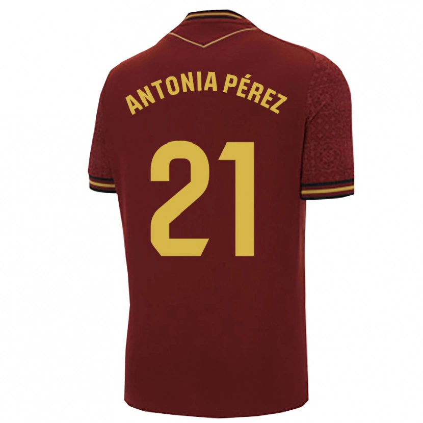Danxen Dětské Antonia Pérez Lopez #21 Burgundská Zlatá Daleko Hráčské Dresy 2025/26 Dres