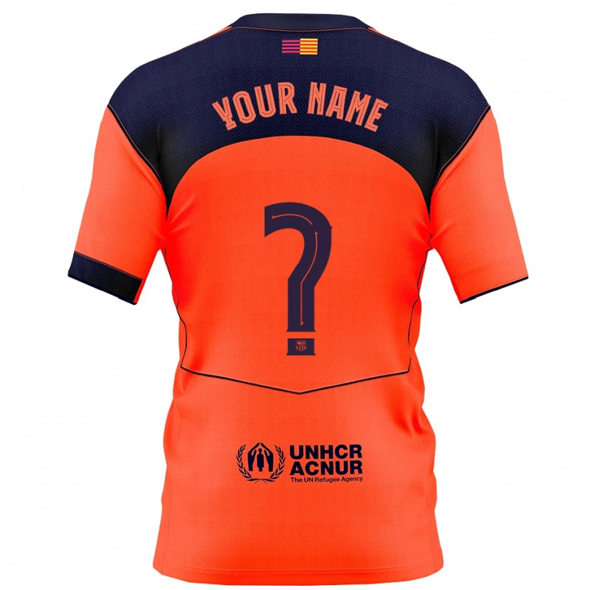 Danxen Dětské Tvé Jméno #0 Oranžová Tmavě Modrá Třetí Hráčské Dresy 2025/26 Dres