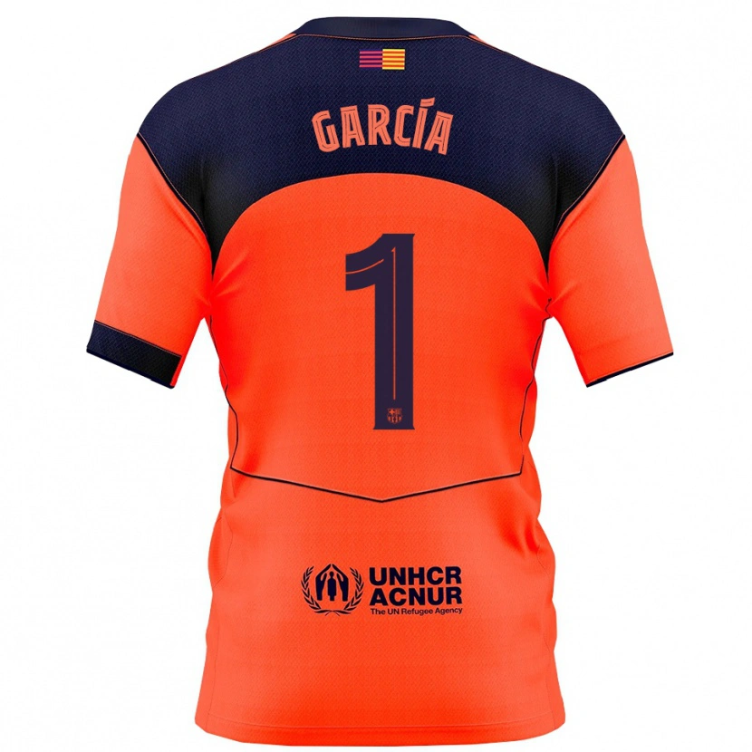 Danxen Dětské Joan García #1 Oranžová Tmavě Modrá Třetí Hráčské Dresy 2025/26 Dres