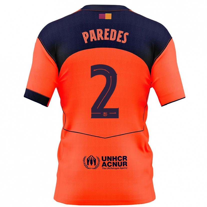 Danxen Dětské Irene Paredes #2 Oranžová Tmavě Modrá Třetí Hráčské Dresy 2025/26 Dres