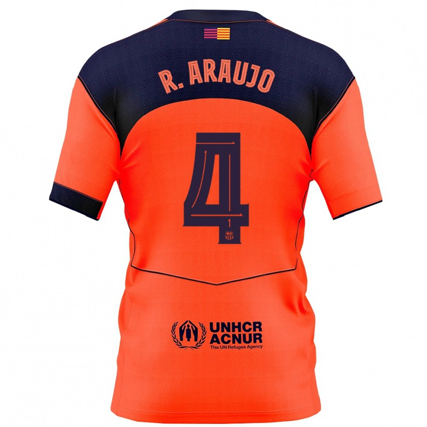 Danxen Dětské Ronald Araujo #4 Oranžová Tmavě Modrá Třetí Hráčské Dresy 2025/26 Dres