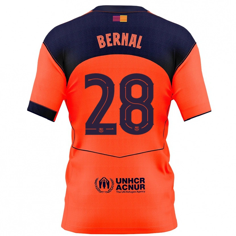 Danxen Dětské Marc Bernal #28 Oranžová Tmavě Modrá Třetí Hráčské Dresy 2025/26 Dres