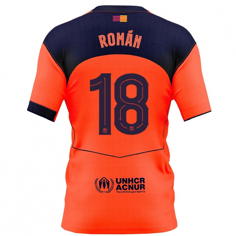 Danxen Dětské Pocho Román #18 Oranžová Tmavě Modrá Třetí Hráčské Dresy 2025/26 Dres