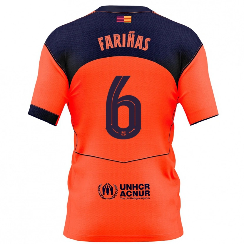 Danxen Dětské Brian Fariñas #6 Oranžová Tmavě Modrá Třetí Hráčské Dresy 2025/26 Dres