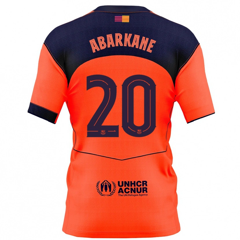Danxen Dětské Ahmed Abarkane #20 Oranžová Tmavě Modrá Třetí Hráčské Dresy 2025/26 Dres