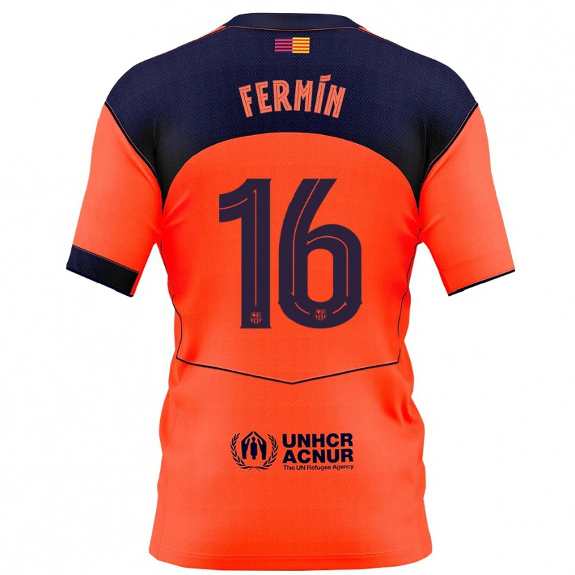 Danxen Dětské Fermín López #16 Oranžová Tmavě Modrá Třetí Hráčské Dresy 2025/26 Dres