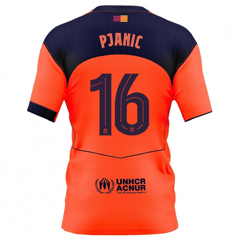 Danxen Dětské Miralem Pjanic #16 Oranžová Tmavě Modrá Třetí Hráčské Dresy 2025/26 Dres
