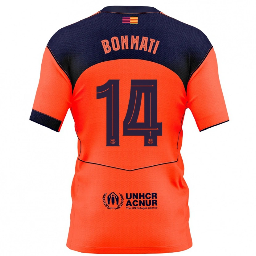 Danxen Dětské Aitana Bonmati #14 Oranžová Tmavě Modrá Třetí Hráčské Dresy 2025/26 Dres