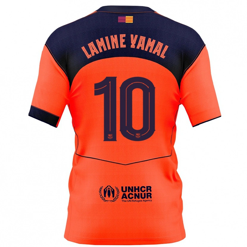 Danxen Dětské Lamine Yamal #10 Oranžová Tmavě Modrá Třetí Hráčské Dresy 2025/26 Dres