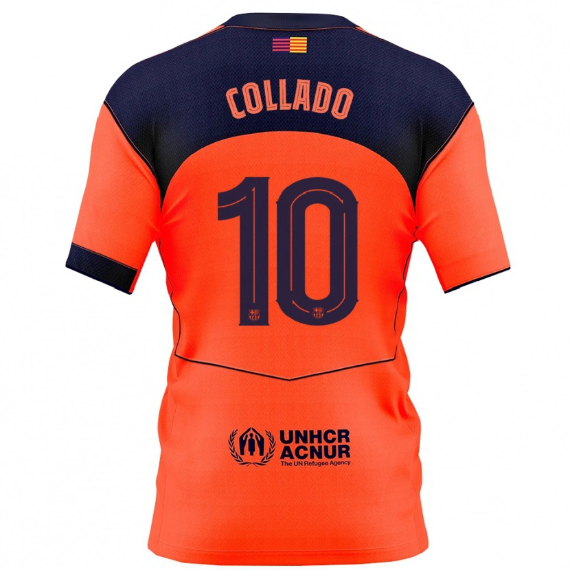 Danxen Dětské Alex Collado #10 Oranžová Tmavě Modrá Třetí Hráčské Dresy 2025/26 Dres