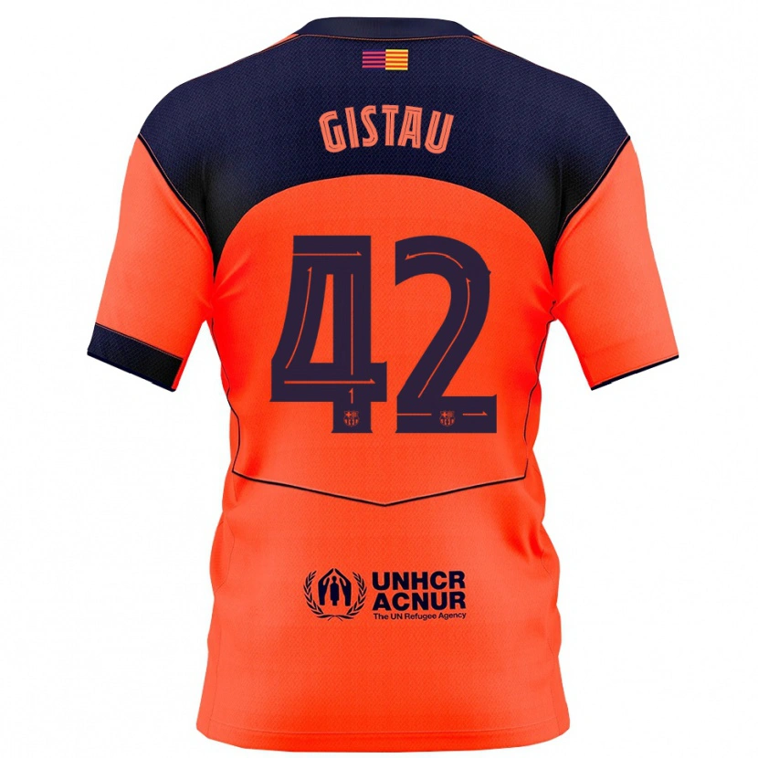 Danxen Dětské Òscar Gistau #42 Oranžová Tmavě Modrá Třetí Hráčské Dresy 2025/26 Dres