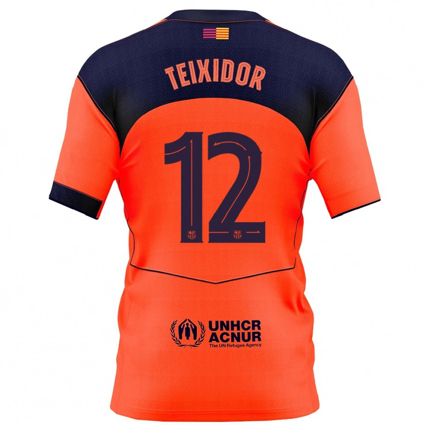 Danxen Dětské Nil Teixidor #12 Oranžová Tmavě Modrá Třetí Hráčské Dresy 2025/26 Dres