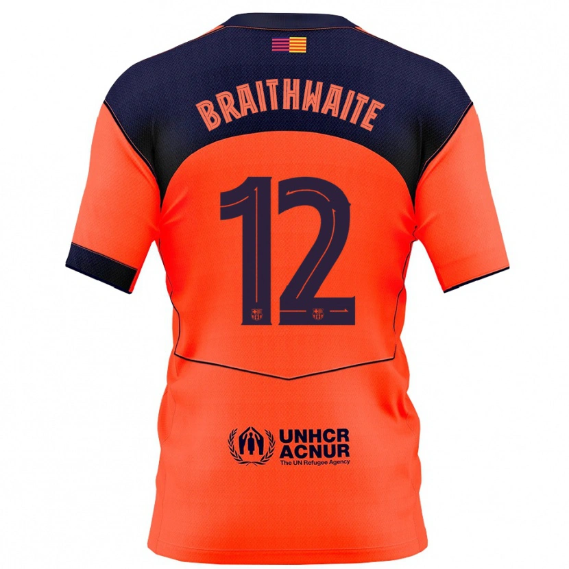 Danxen Dětské Martin Braithwaite #12 Oranžová Tmavě Modrá Třetí Hráčské Dresy 2025/26 Dres