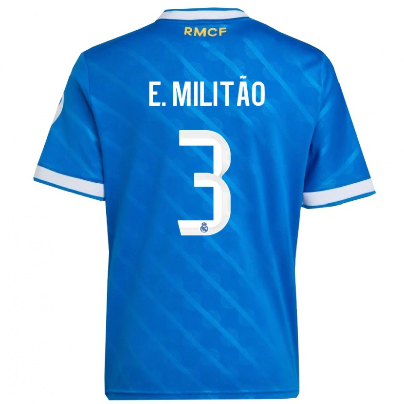 Danxen Dětské Éder Militão #3 Modrá Bílá Třetí Hráčské Dresy 2025/26 Dres