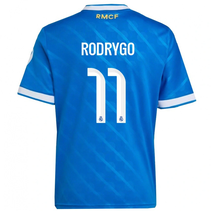 Danxen Dětské Rodrygo #11 Modrá Bílá Třetí Hráčské Dresy 2025/26 Dres
