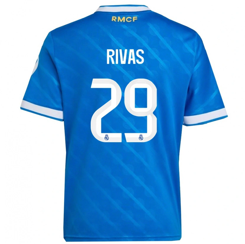 Danxen Dětské Mario Rivas #29 Modrá Bílá Třetí Hráčské Dresy 2025/26 Dres
