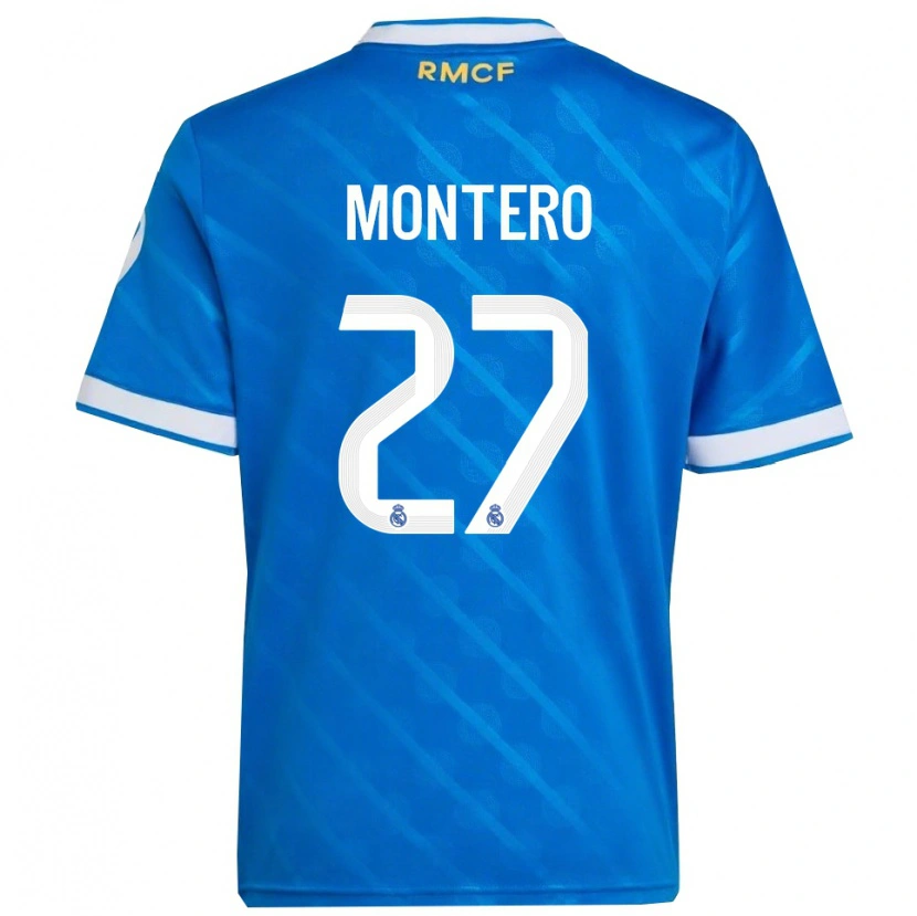 Danxen Dětské Pablo Montero #27 Modrá Bílá Třetí Hráčské Dresy 2025/26 Dres